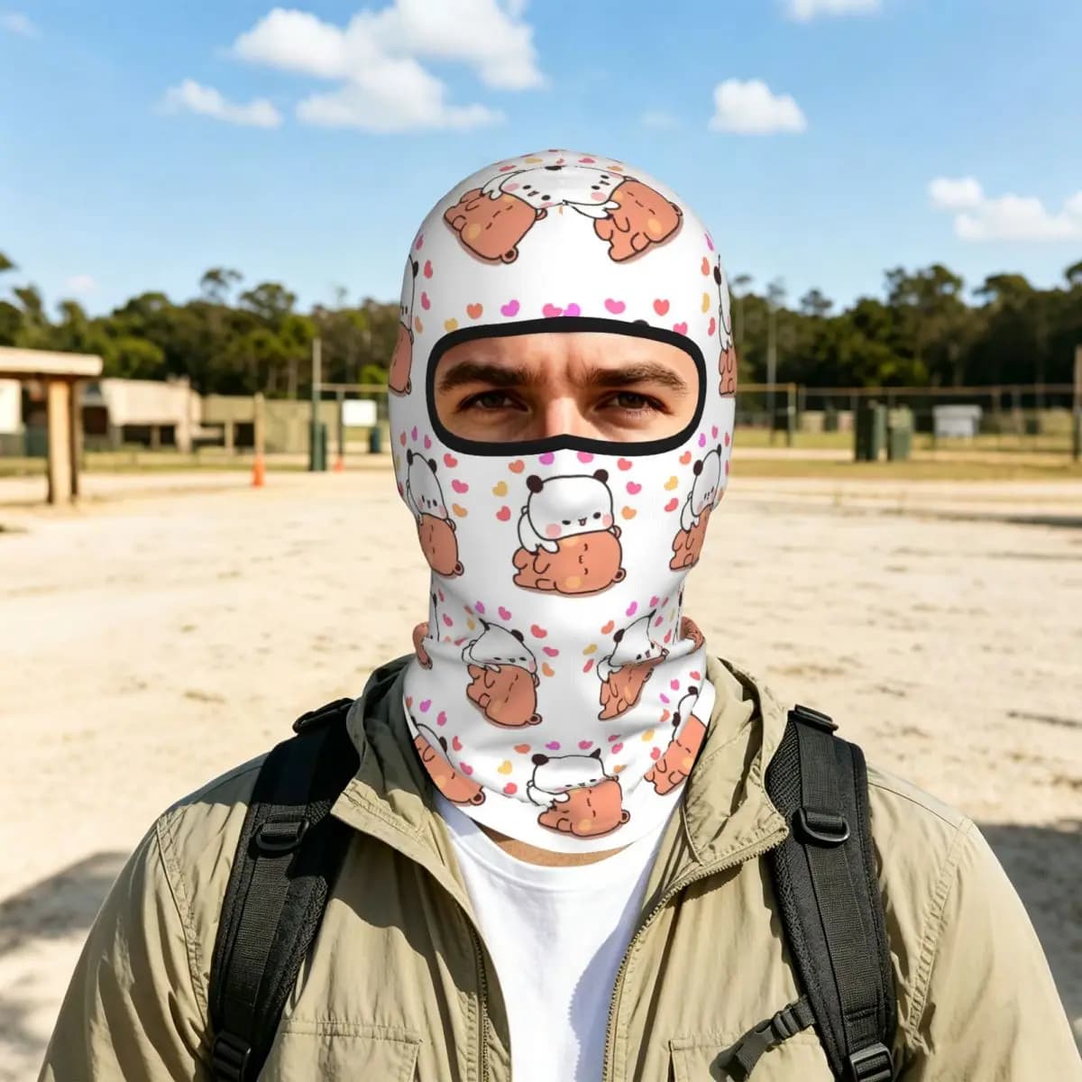 Peach And Goma Bubu Dudu Thin Balaclava Full Face Mask Sun Protection Neck Gaiter For Motorcycle Cycling Fishing Outdoor