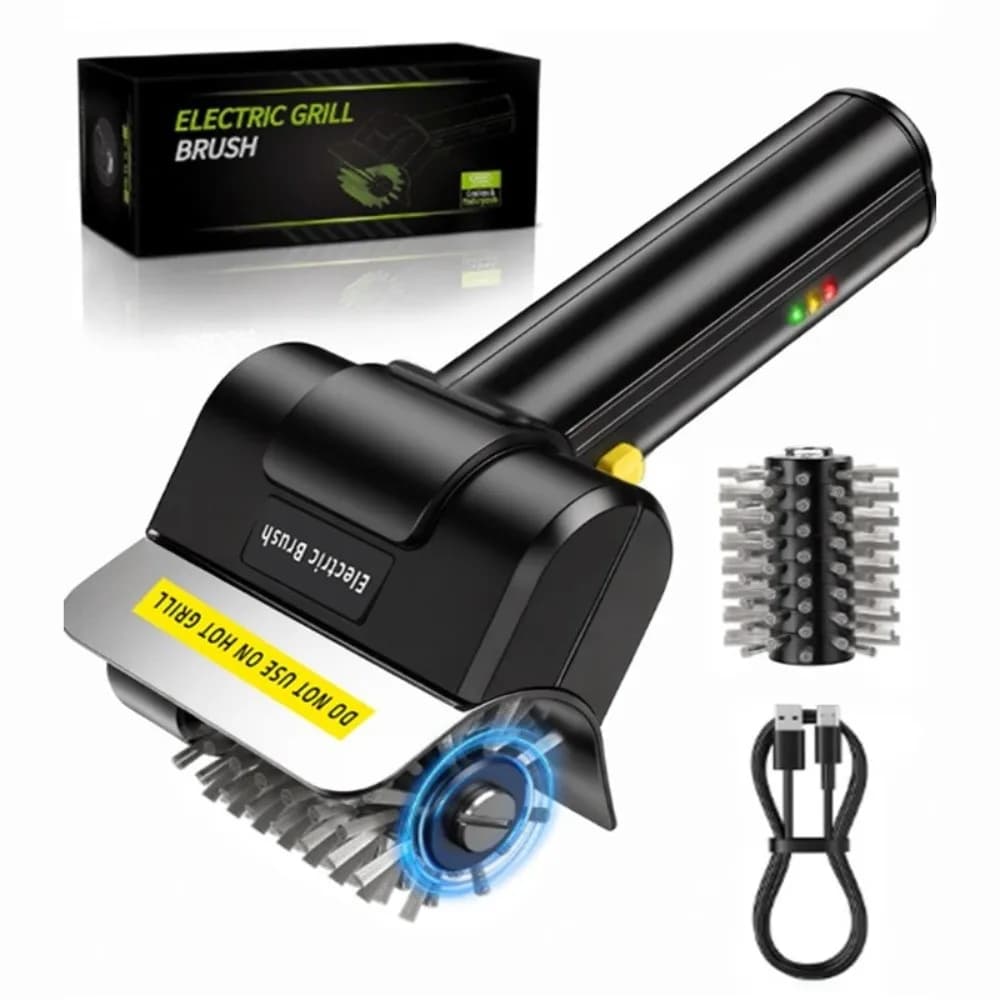 Stainless Steel Electric Grill Brush USB Rechargeable Powerful Cleaning BBQ Brush Rotating Roller Head Grill Grate Cleaner