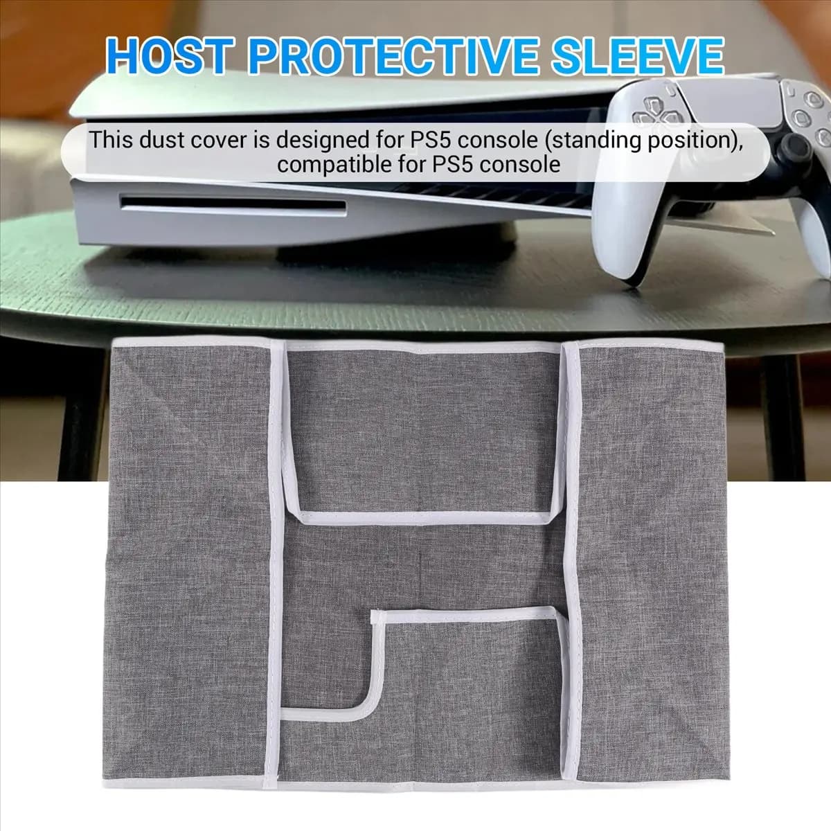 Copertura Orizzontale AS62 Stile Semplice per Console PS5, Protezione Antipolvere per Giochi PS5, Accessori per Gaming, Grigio