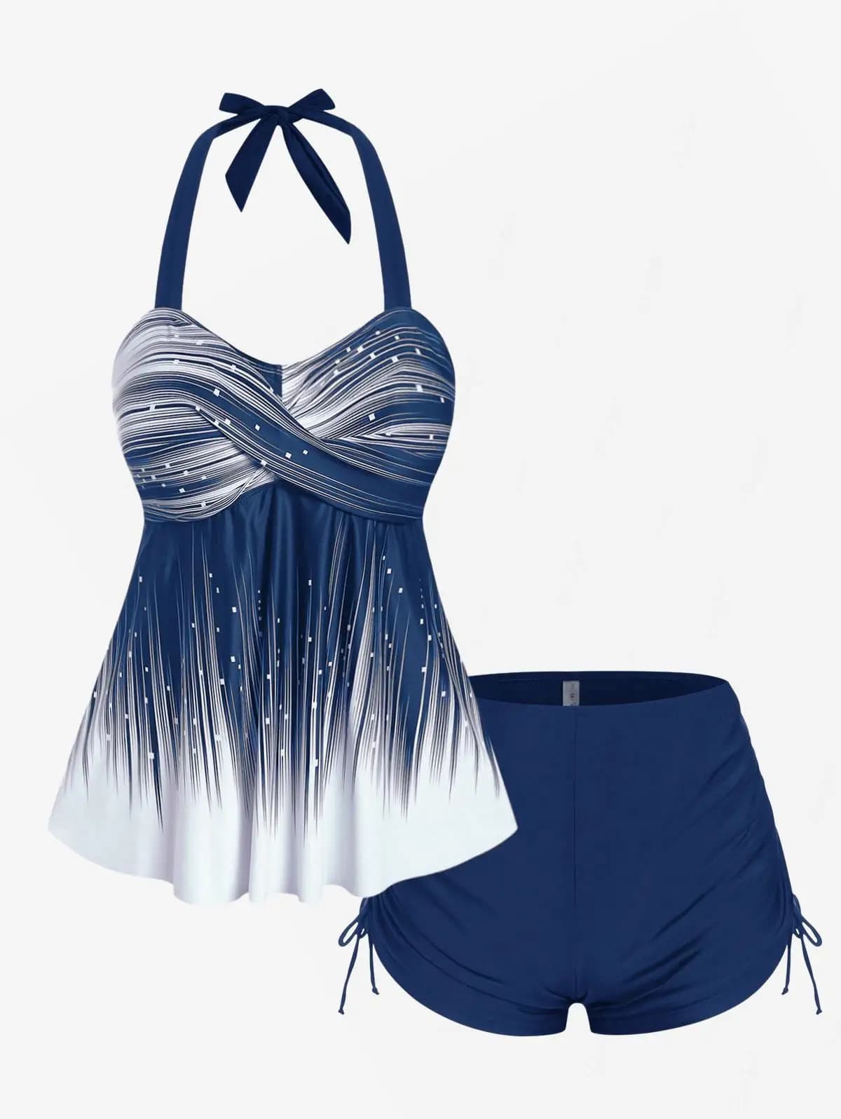Rosegal Costume da bagno Tankini da donna taglie forti con scollo all'americana e schiena scoperta e vita impero