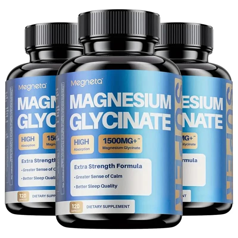 Magnesium Glycinate 1500 Mg - 30/60/120 Capsules, High Absorption, Dietary Supplement for Sleep, Heart & Muscles Health, NON-GMO