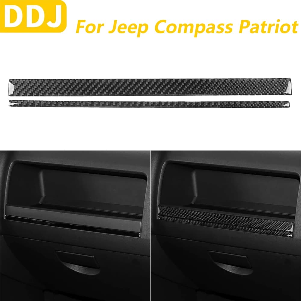 Per Jeep Compass Patriot 2009-2017 Fibra di Carbonio Co-pilota Cruscotto Pannello di Immagazzinaggio Trim Strisce Accessori Auto Decorazione Adesivo