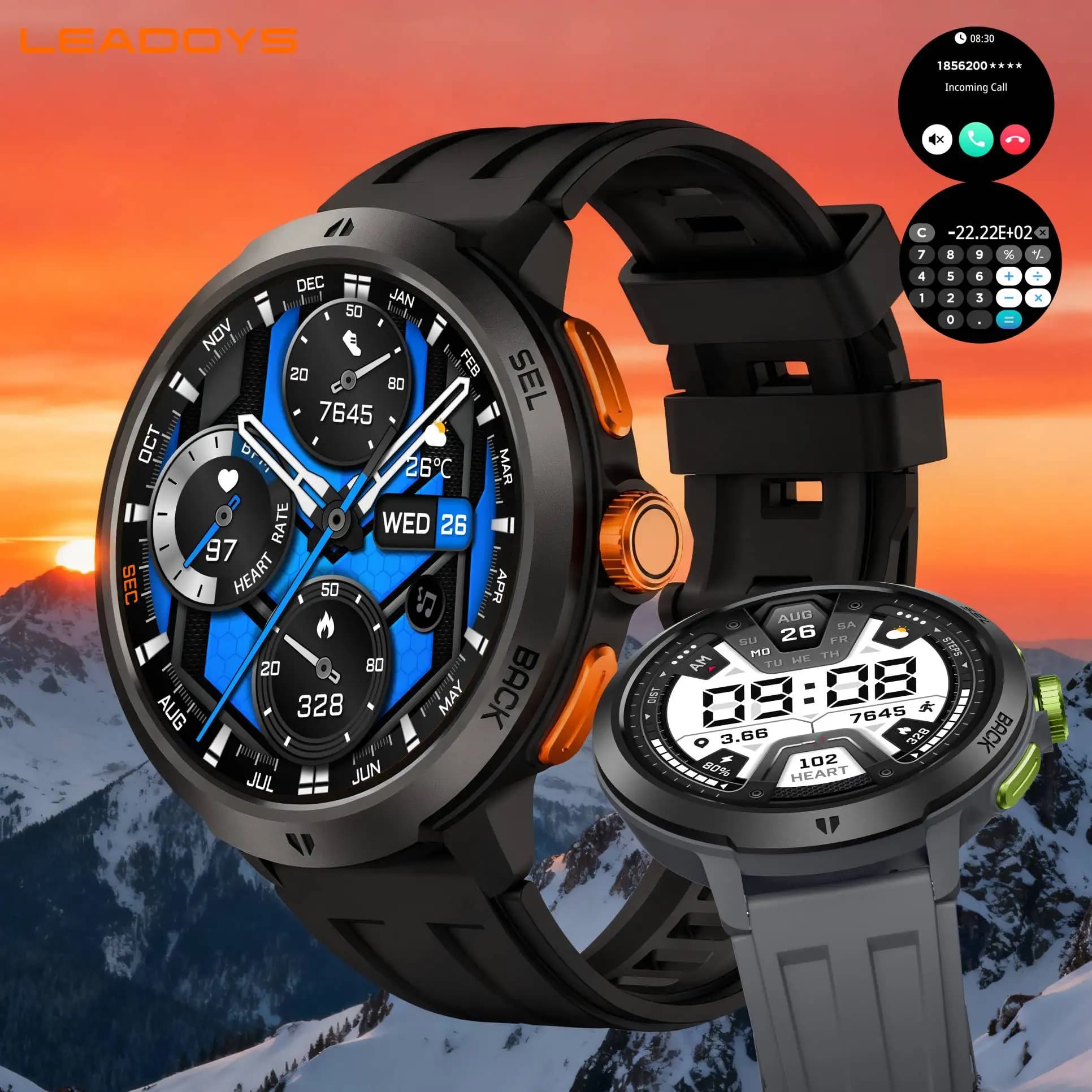 LEADOYS C33 MP3 Smart Watch Orologio sportivo da esterno con grande funzione di registrazione della memoria Fai/risponde le chiamate telefoniche Spedizione gratuita