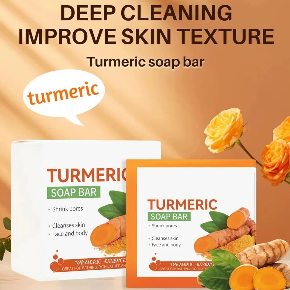 Sapone Artigianale alla Curcuma Detergente Delicato Idratante Rimuove Macchie Scure Pulizia Profonda Cura del Corpo per Schiarire il Tono della Pelle