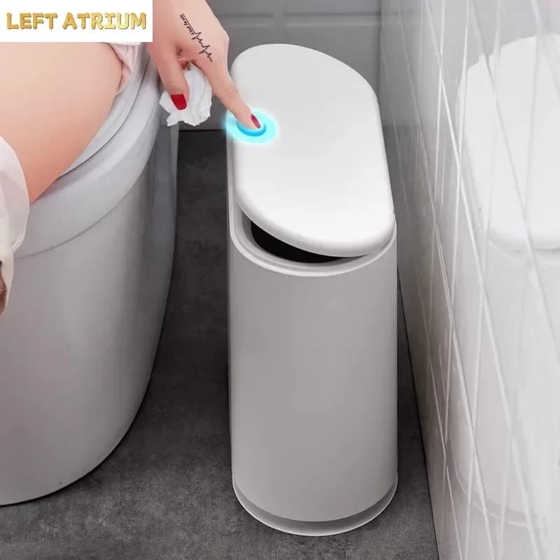 Trash Can Living Room Bathroom High-end Home Kitchen Flip-top Press-seam Trash Can with Lid Deodorant Waste Paper Basket