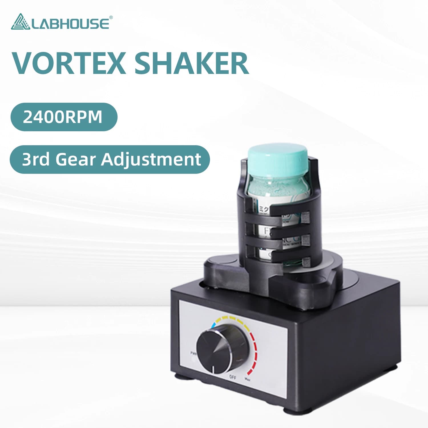 LABHOUSE Model Vortex Paint Shaker Mixer,0-2400RPM Max.100mL, hands-free clamp, for hobby paints, nail polish, pigments,glue adhesives, lab use, 100 mixing balls included
