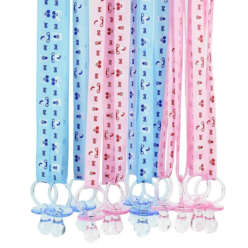 5/10 pz blu rosa Acrilico Tettarelle Da Biberon Ciucci Collana Baby Shower Ciuccio Per I Bambini 1st Compleanno Genere Rivela Decorazione Del Partito