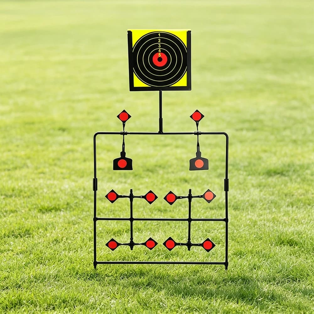 Metal Target Frame 12 Targets, Outdoor Shooting Training Target for Archery Darts Steel Balls Plastic Bullets