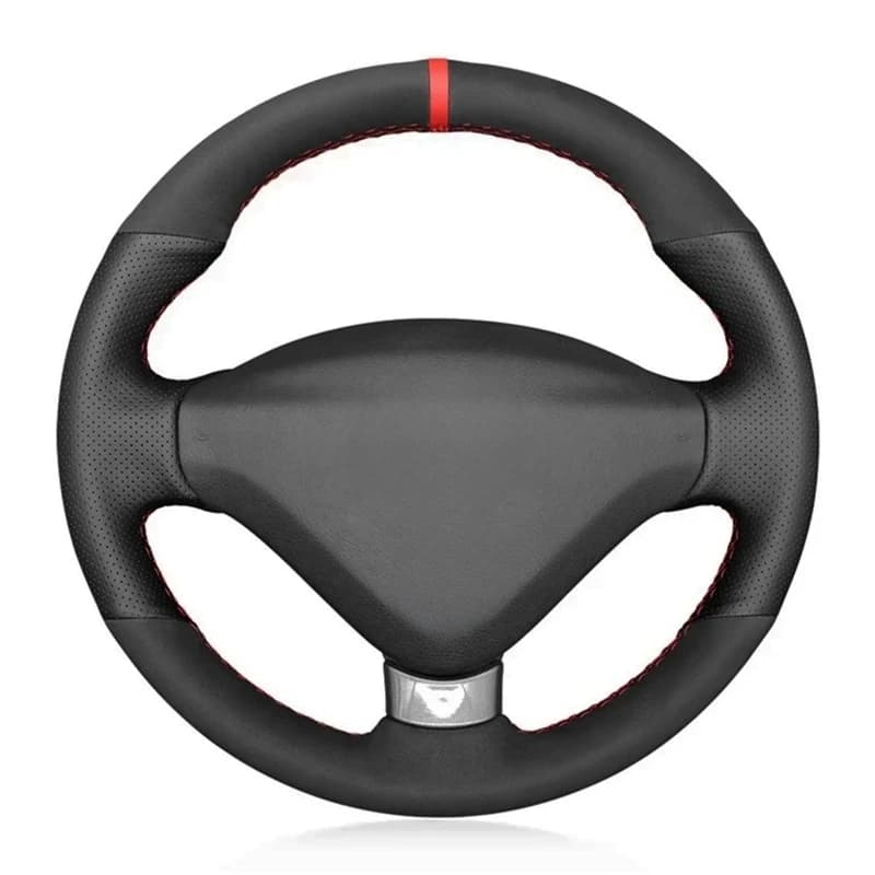 Coprivolante per auto cucito a mano antiscivolo in vera pelle scamosciata nera per Peugeot 207 CC 2012 2013 2014 accessori auto