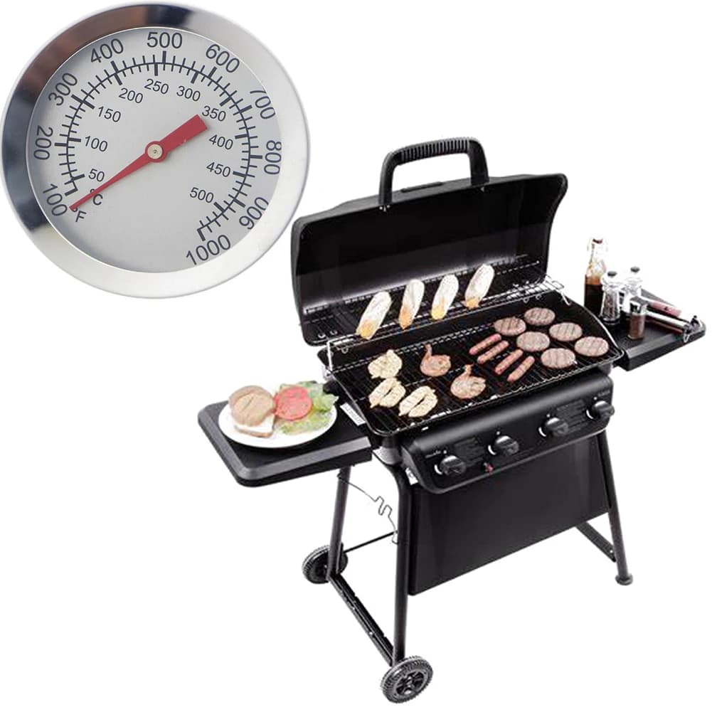 Termometro per barbecue in acciaio inossidabile Display quadrante Griglia per barbecue Indicatore di temperatura Misuratori di temperatura del forno Accessorio per la cucina
