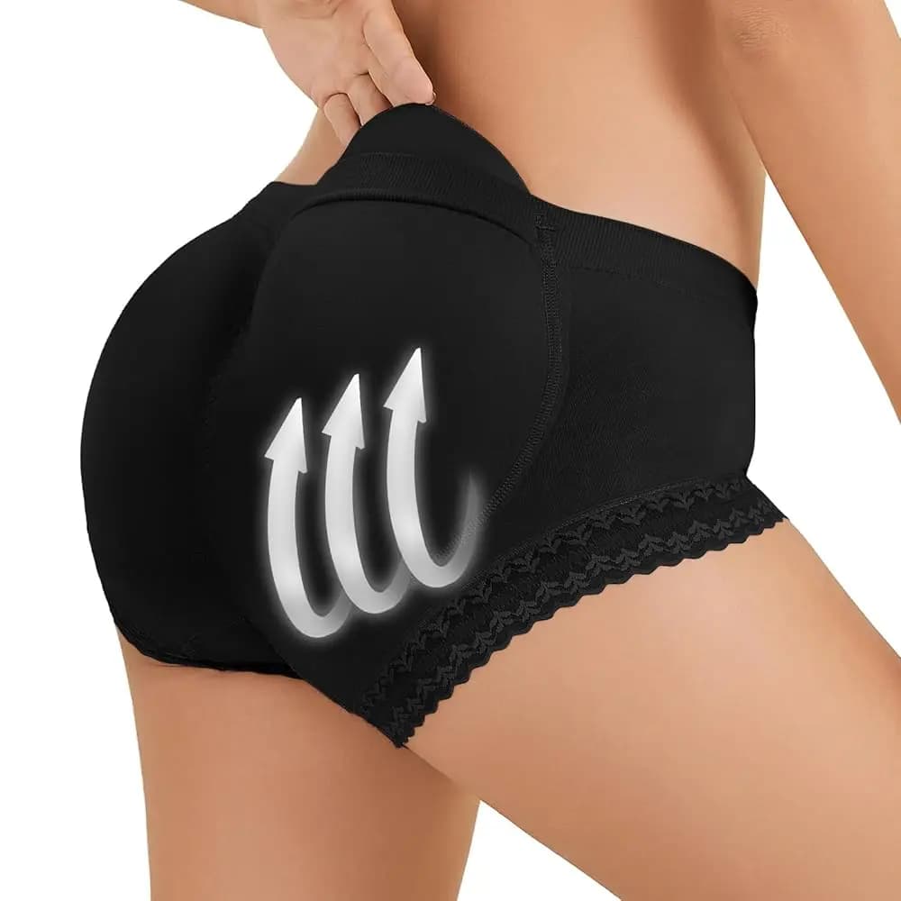 Mutandine modellanti in pizzo da donna con controllo pancia e cuscinetti rimovibili, per sollevare e valorizzare i glutei