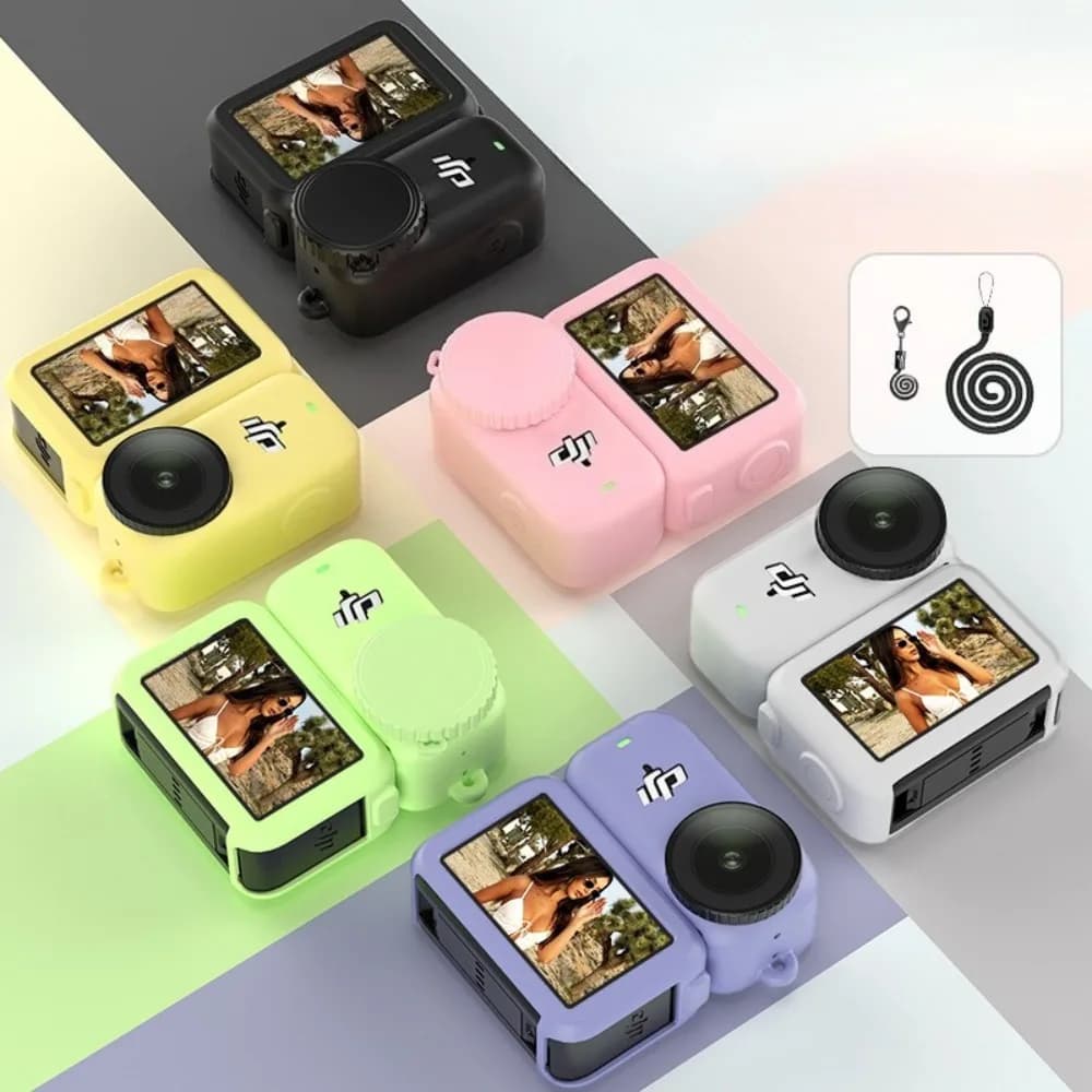 Per DJI OSMO Nano: Custodia Protettiva in Silicone per Corpo e Lente con Copriobiettivo e Cordino Anti-smarrimento, Cover Anti-caduta per Action Camera
