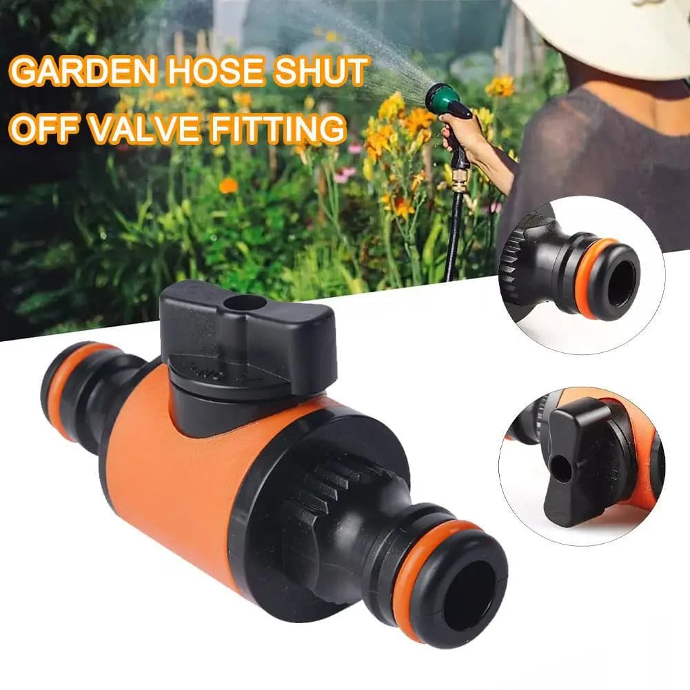 1-way garden pipe double connector with interception valve for irrigation, ideal for landscape, planting of flowers and irrigation.