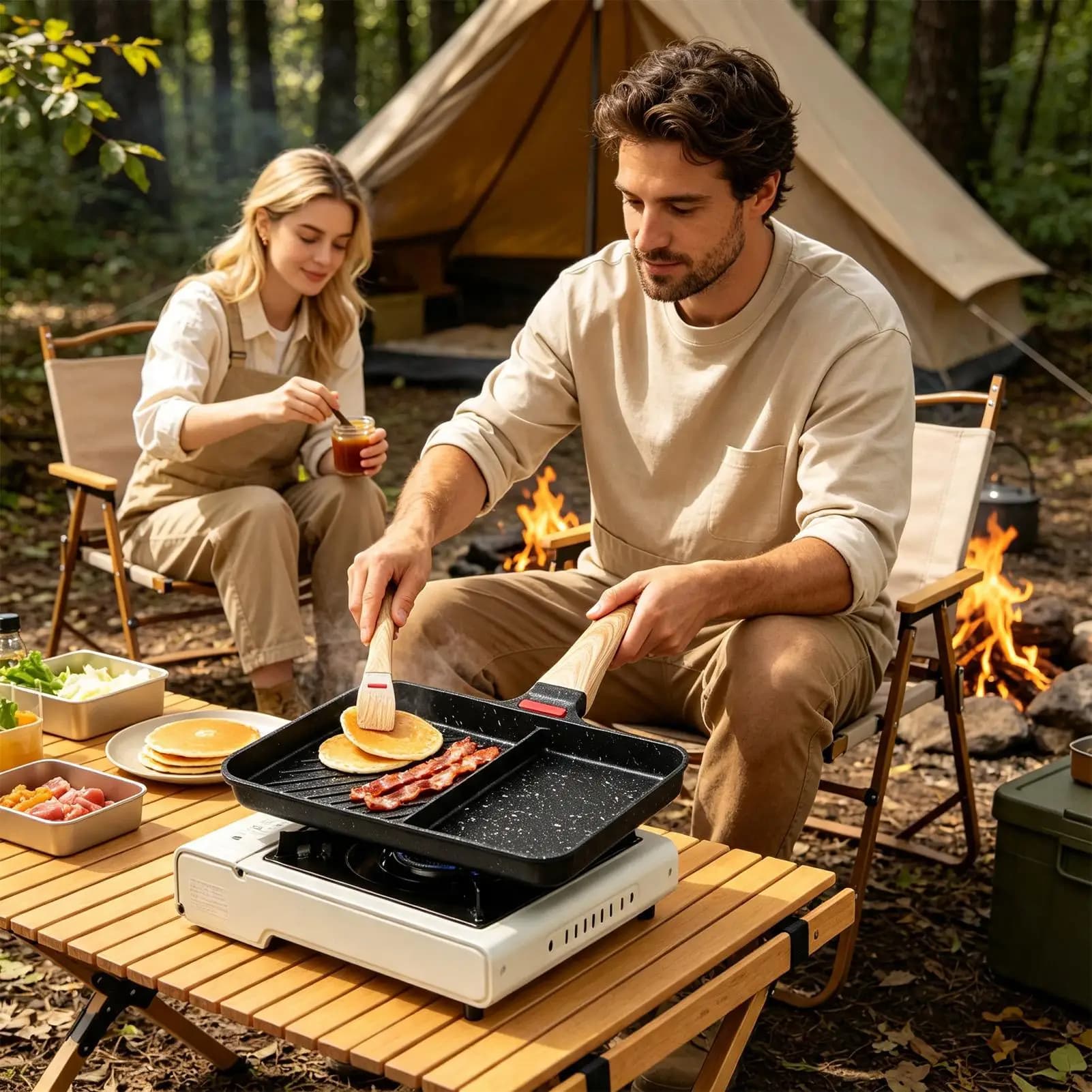 Griddle Pan Lightweight Detachable Nonstick Mini Square Cookware Non Stick Frying Pans For Stove Top Cooking Breakfast Omelette