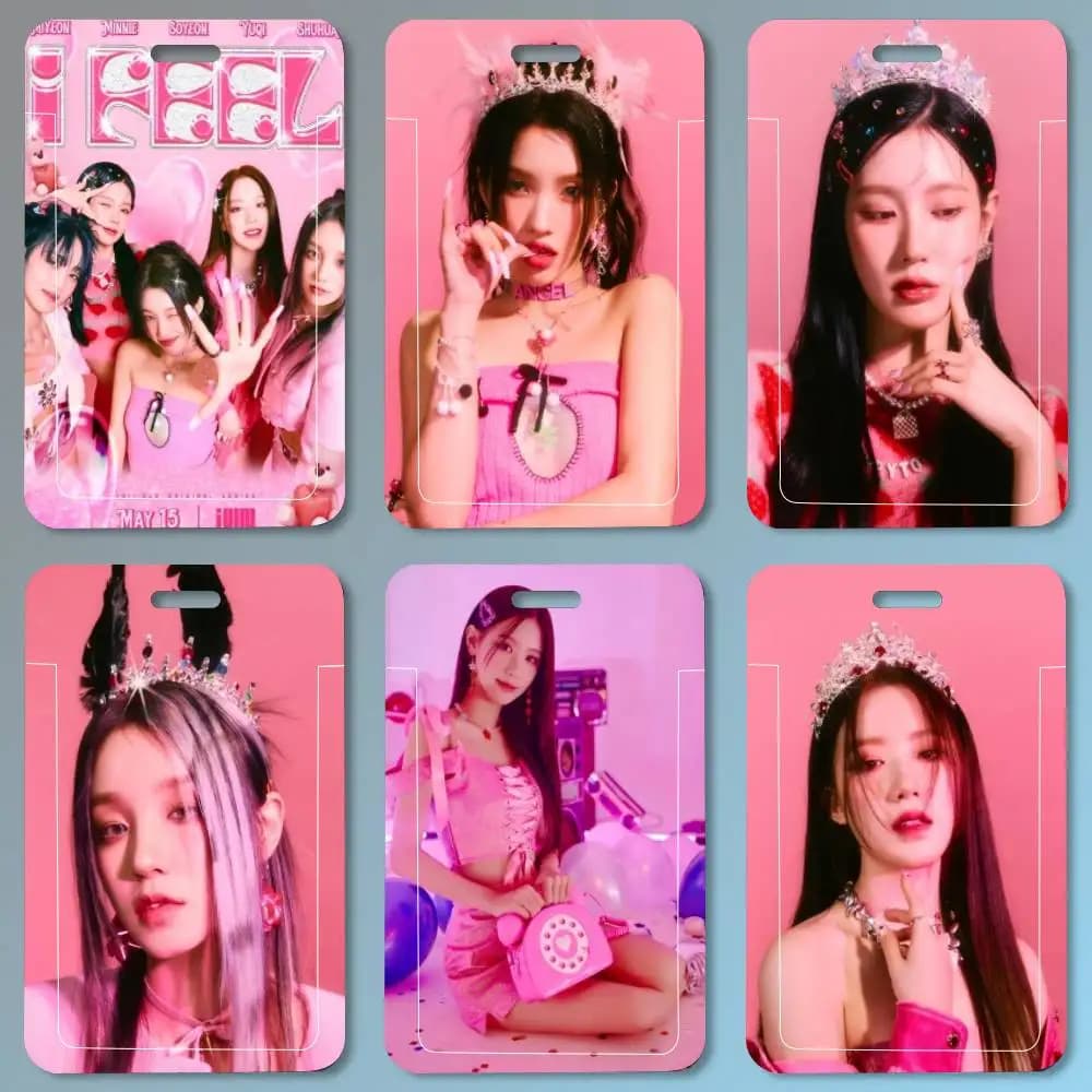 Kpop GIDLE (G)I-DLE Girls ID Card Holder Lanyard Covers Women Men Work Permit Holder Students Kids Bus Cards Case