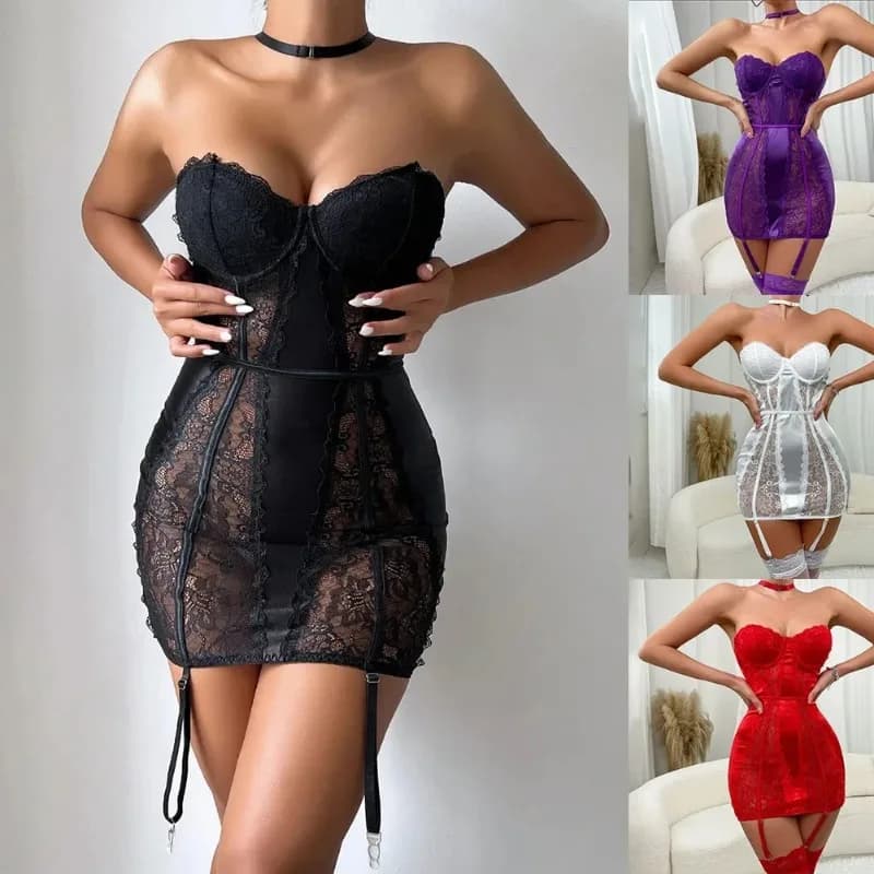 Set intimo da donna Set pigiama Reggiseno Intimo sexy Lingerie erotica Biancheria da donna Comfort Gonna da notte