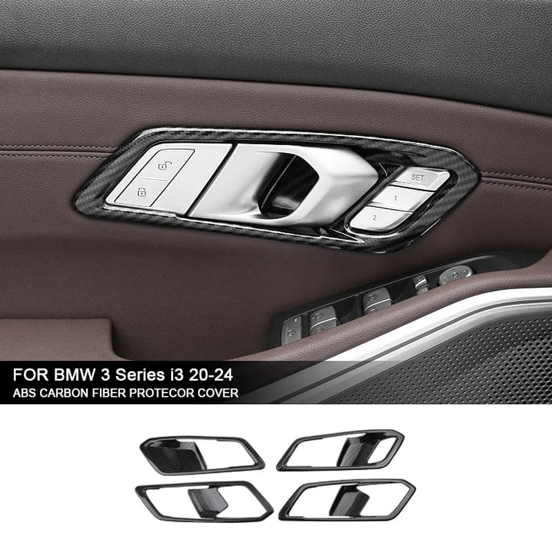 For BMW 3 Series i3 G20 G28 2020-2022 LHD ABS Silver Car Inner Door Handle Cover Trim Frame Sticker Protector Cover Accessories