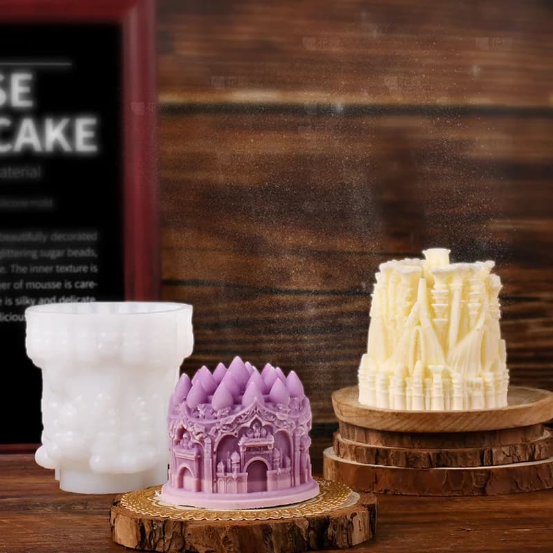 Stampo in silicone per candele 3D bellissimo castello, stampi per sapone da costruzione alla fragola, geometria, decorazione per torta di compleanno, produzione di ghiaccio al cioccolato