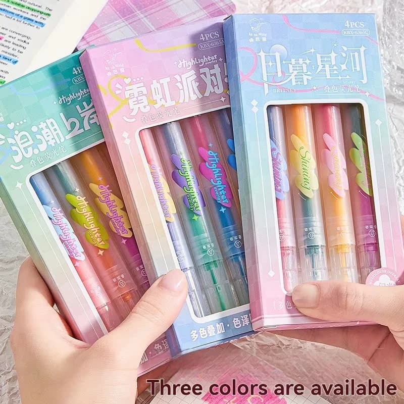 Evidenziatore da 4 pezzi Pennarello colorato Studente Penna per notebook di grande capacità Nota chiave che scatta una penna speciale multicolore