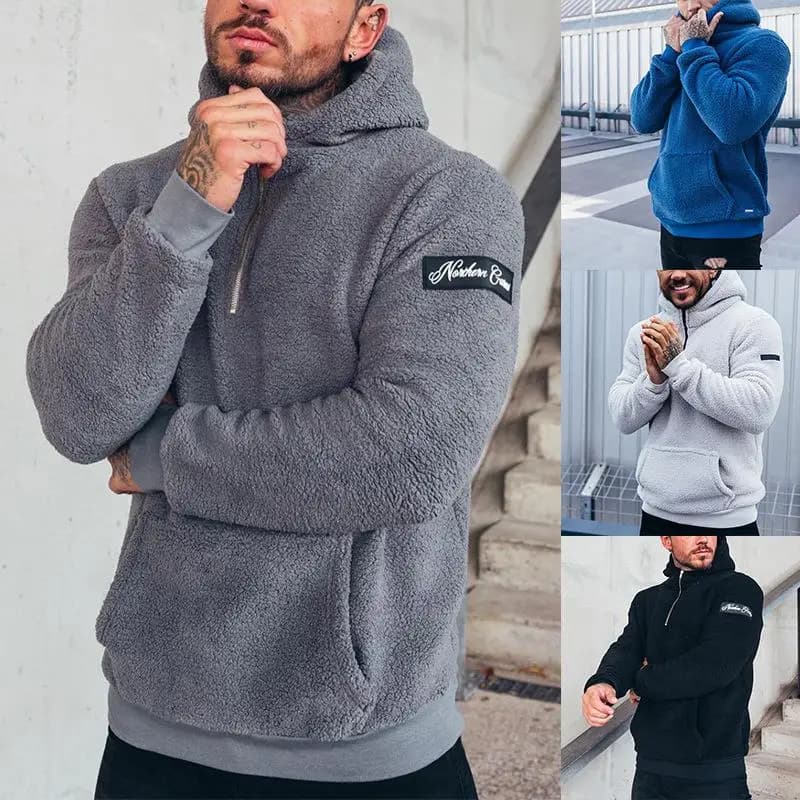 Plush Sports Men's Outerwear Sweatshirt Casual Comfortable Regular Thickness Deformable Hoodie for Leisure Scenarios