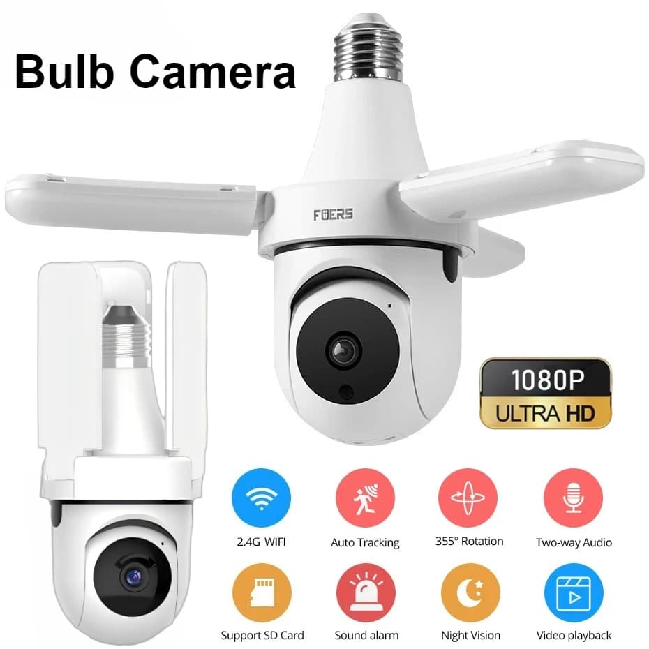 E27 Lampadina Telecamera di Sicurezza Wifi Visione Notturna Home Cam Track Automatico Baby Monitor 30W Proiettore A LED Videocamera Panoramica Senza Fili