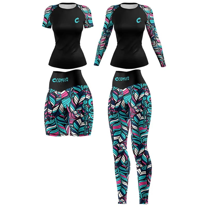 Tuta da yoga a compressione da donna MMA BJJ Boxe Muay Thai Rashguard Allenamento Fitness Allenamento Abbigliamento da palestra Abbigliamento sportivo da corsa
