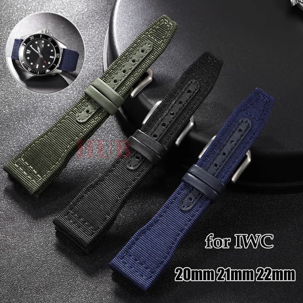 20mm 21mm 22mm cinturino in nylon per cinturino pilota IWC cinturino sportivo in tela impermeabile cinturino da polso in pelle di vacchetta per uomo donna braccialetto