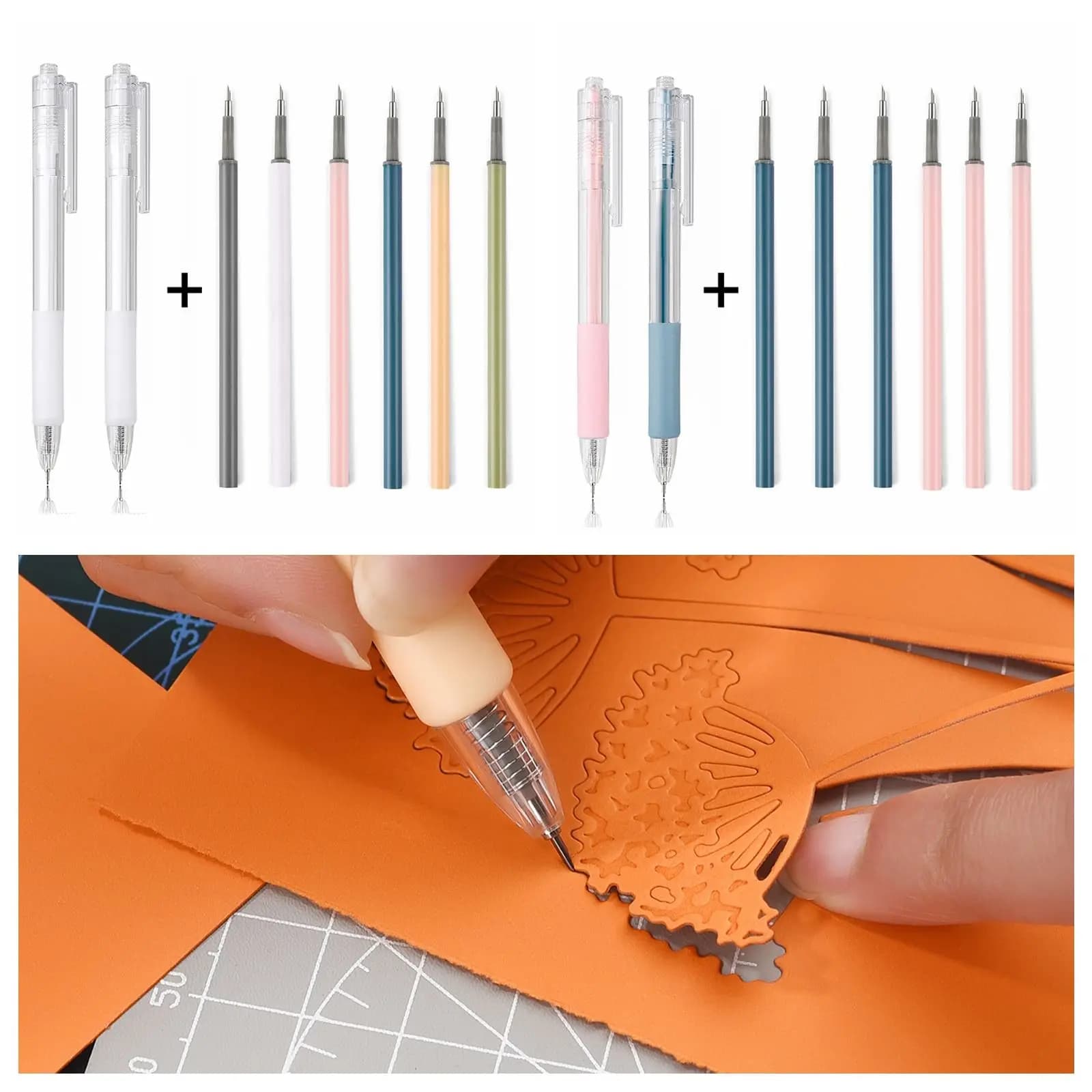 1/8 pezzi coltello multiuso artistico penna coltello penna set di ricarica utensile da taglio carta precisione scrapbooking adesivo taglierina forniture artigianali fai da te