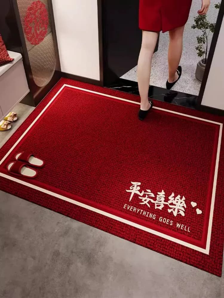 Nuovo Tappeto d'Ingresso in Stile Cinese, Tappetino Rosso Festivo per Ingresso Casa, Antiscivolo e Resistente all'Usura, Stile Moderno