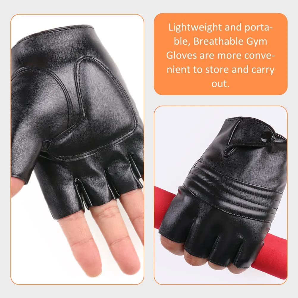 1Pair Men's Fingerless Cycling Gloves Lightweight Breathable Gym Workout Gloves for Fitness Training Bike Riding Driving