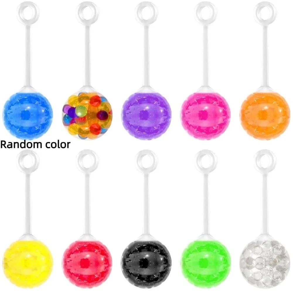10PC Fun TPR Finger Bounce Balls Multi-color Yo-Yo Water Bead Jumping Balls with Rope Stress Relief Balls Party