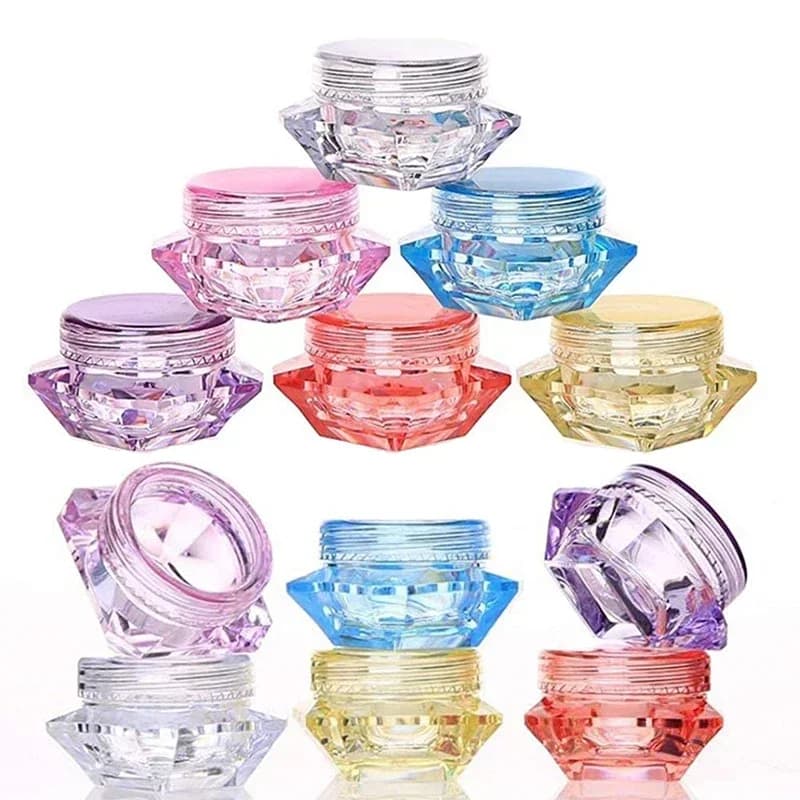 10 Pezzi Contenitori in Plastica a Forma di Diamante da 3g 5g per Creme, Ombretti, Campioni, Mini Contenitori da Viaggio per Polveri per Unghie, Gioielli, Lozioni