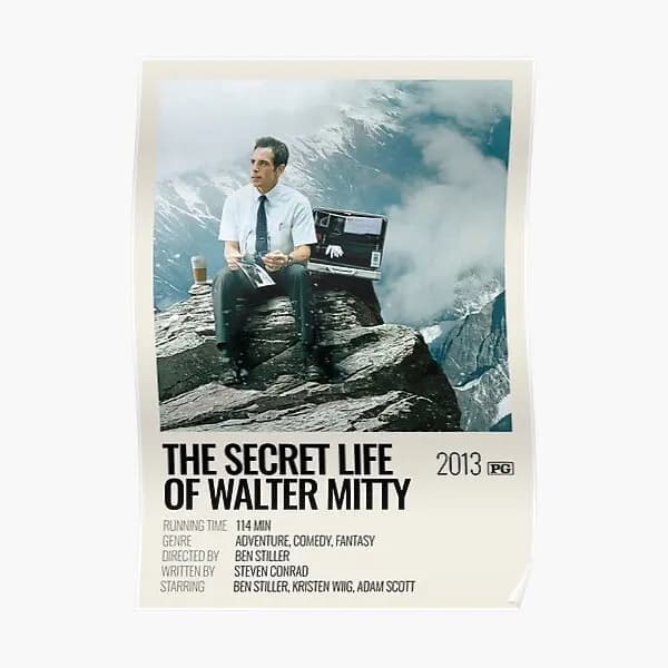 La vita segreta di Walter Mitty 2013 M Poster murale Divertente casa Stampa Immagine Decorazione Decorazione Parete Camera Pittura artistica Senza cornice