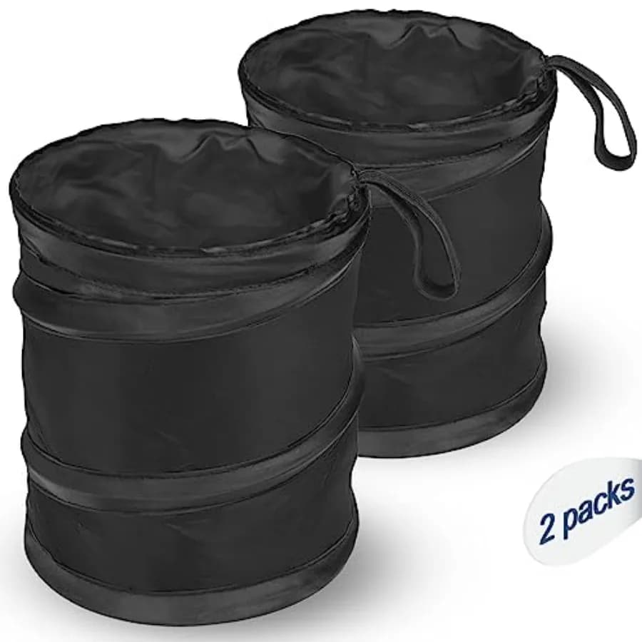 Car Trash Can, 2 Packs Mini Collapsible Pop-up Car Garbage Can, Waterproof Hanging Car Trash Bag with Velcro, Car Trash Bin