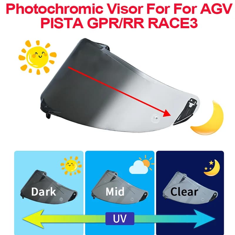 Photochromic Visor for AGV PISTA GP RR GP R CORSA R RACE 3 Motorcycle Helmet Accessories UV Protection Visera Casco Moto Helmet