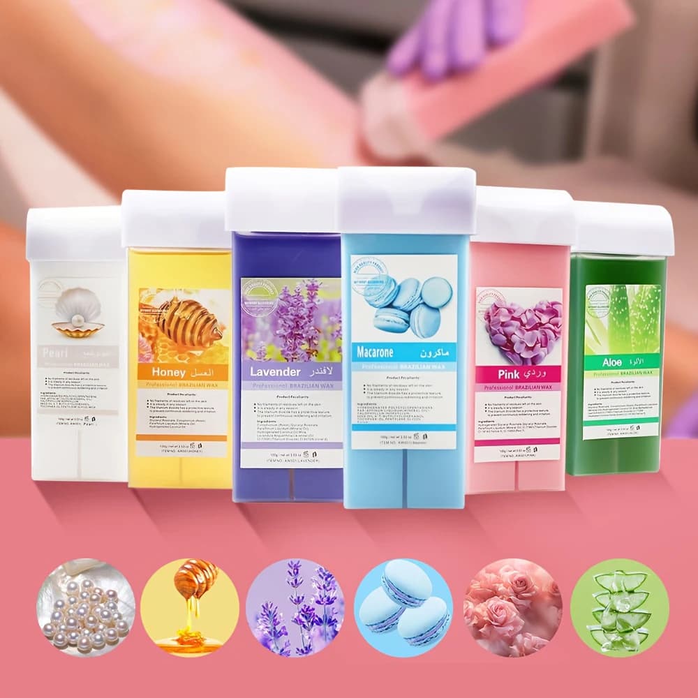100g Roll On Wax Cartuccia di cera per depilazione Rullo di cera depilatoria per pelle sensibile Cartuccia per ceretta Ricarica Casa Auto ceretta