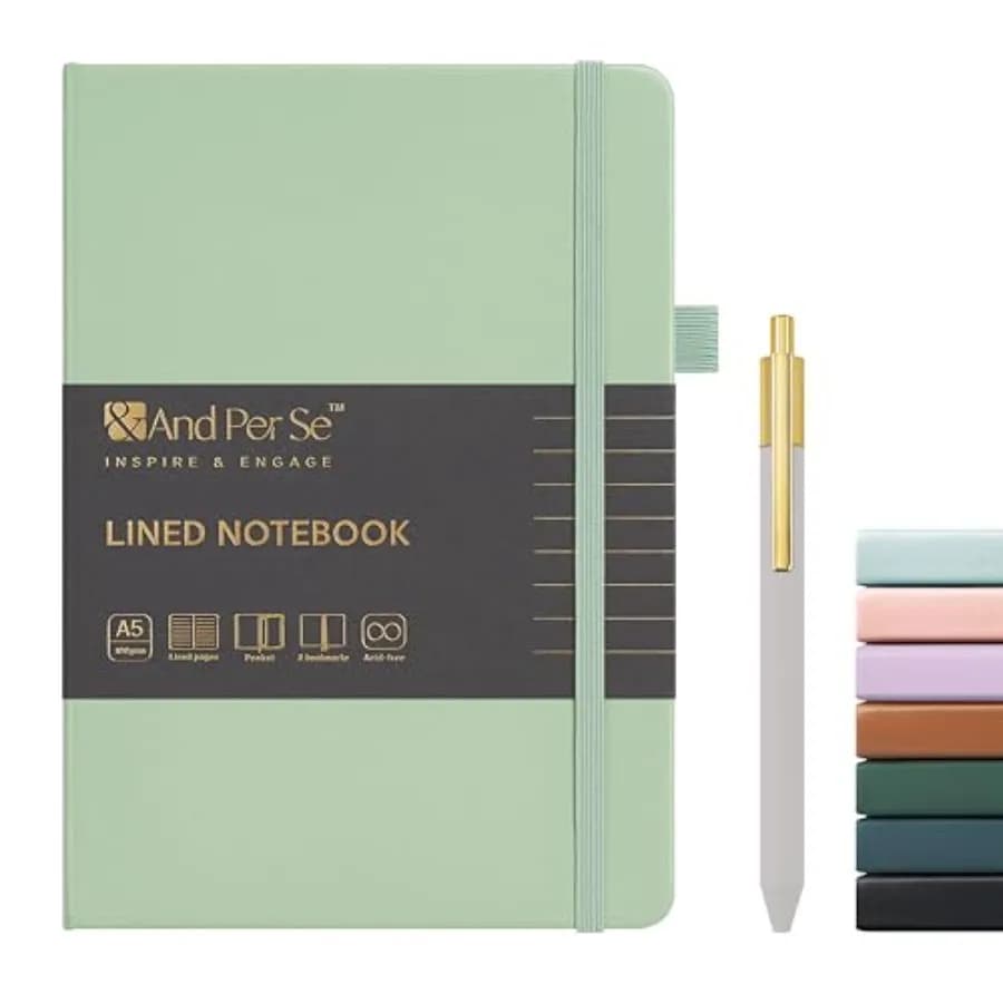 Lined Journal and Pen Set, A5 Leather Hardcover Notebook with Pen and Stationary Set, 160 Pages 100GSM Thick Ruled Paper Journa