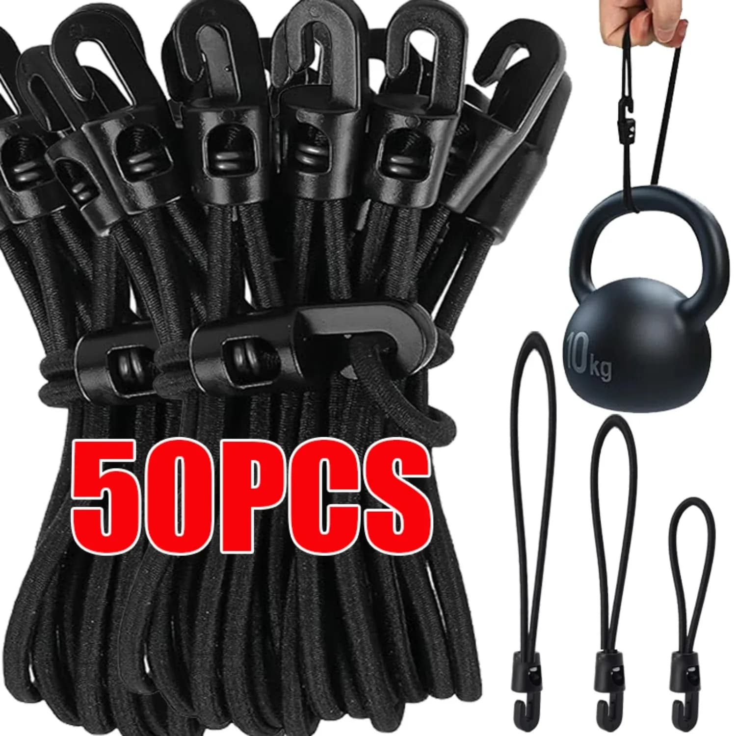 10PCS Elastic Bungee Ropes With Hook Multipurpose Bungee Cords For Camping Luggage Bikes Cars High Elasticity Fixed Cord Ties