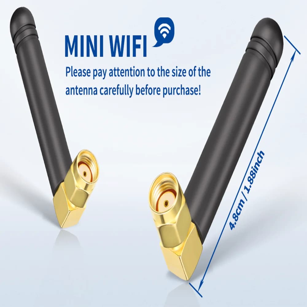 Bingfu 2 pezzi piccola antenna WiFi dual-band 2.4GHz/5GHz 2dBi RP-SMA maschio RA, omnidirezionale per telecamera di sicurezza scheda di rete router