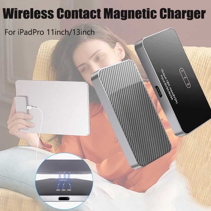 Per IPad Pro 13 "/11"/12.9 "18W Caricatore con connettore intelligente a ricarica rapida Modulo caricabatterie wireless magnetico in lega di alluminio