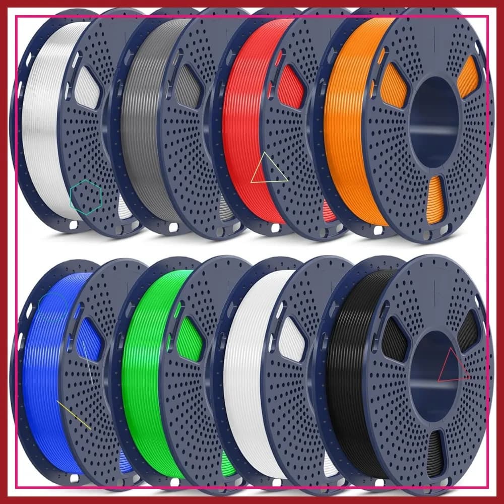 Confezione da 8 Filamenti PLA da 250g 1.75mm, Filamento Multicolore per Stampante 3D, Avvolgimento Ordinato, Confezionati Singolarmente Sottovuoto, 8 Colori