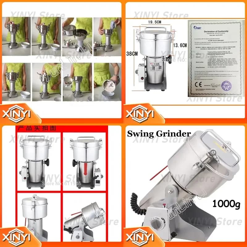 for 1000G Stainless Steel Electric Coffee Bean Nut Spice Grinder Mill 220V 50HZ