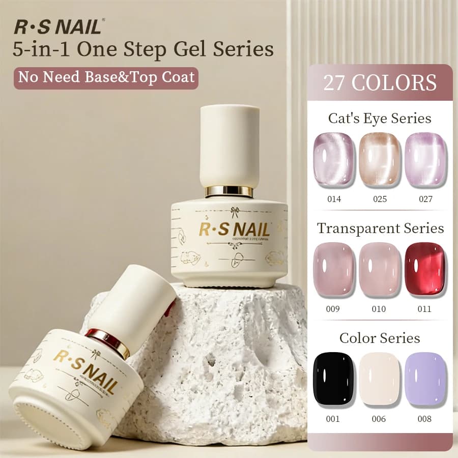 RSNAIL Smalto Semipermanente Magnetico 3 in 1 One-Step Effetto Occhio di Gatto Senza Base e Top Coat, UV LED Soak Off, per Nail Art Primavera Estate