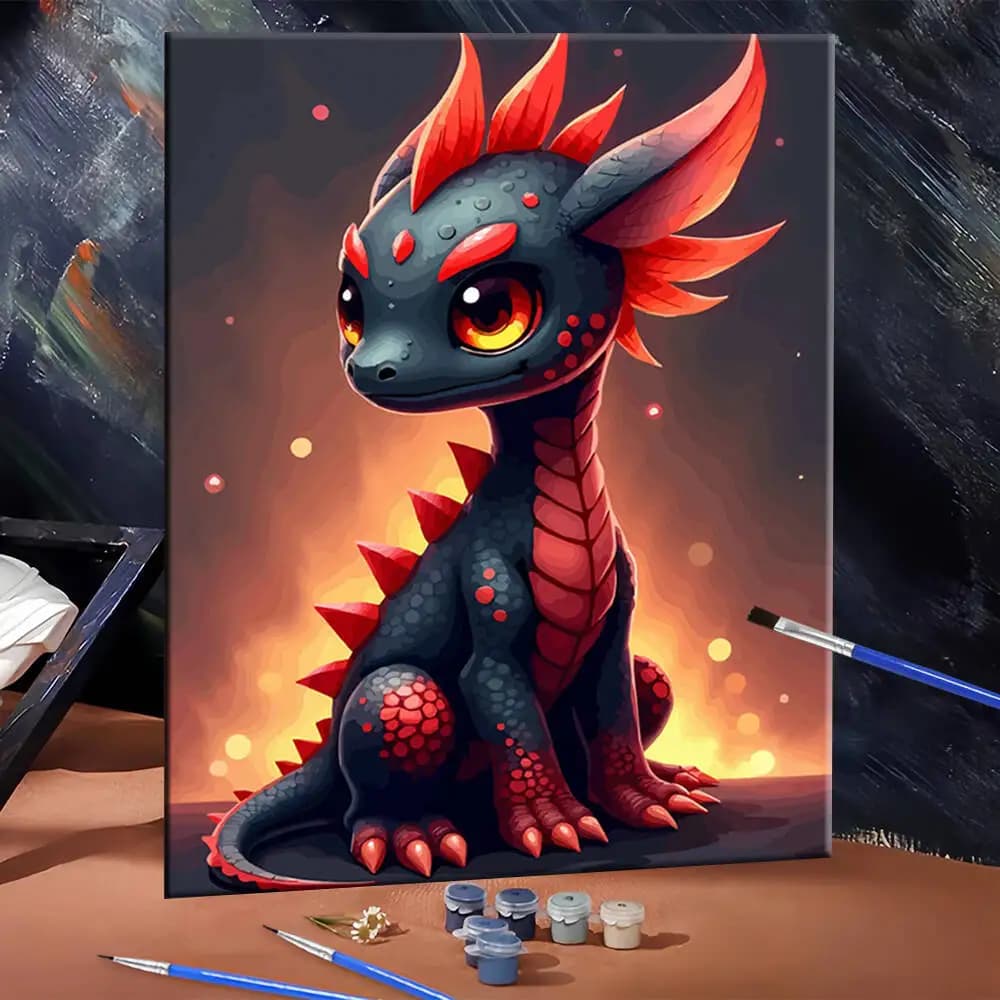 Huacan DIY Digital Oil Painting By Numbers Dragon Creative Hobbies Acrylic Paint By Number Animal Fantasy Children's Room Decor