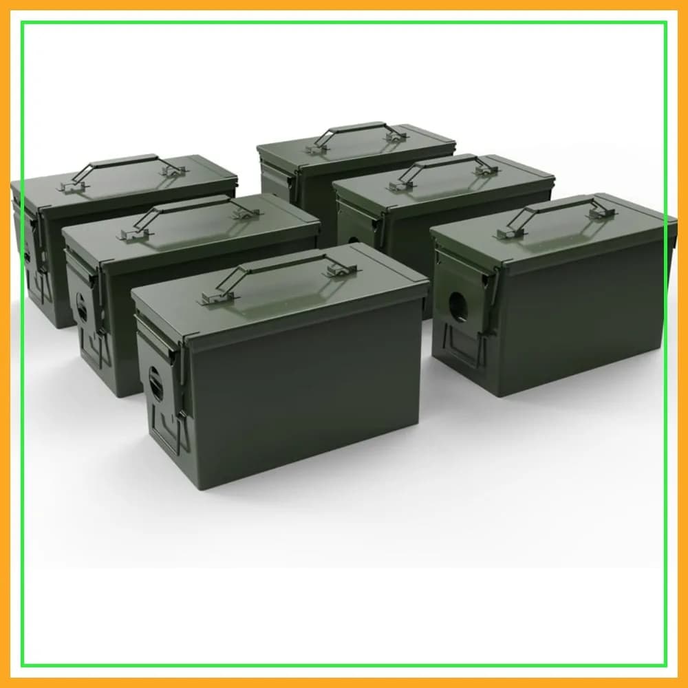 Scatola di Metallo per Stoccaggio Munizioni, per Calibro 30 e 50, Proiettili di Fucile e Munizioni, Impermeabile (Nero o Verde)