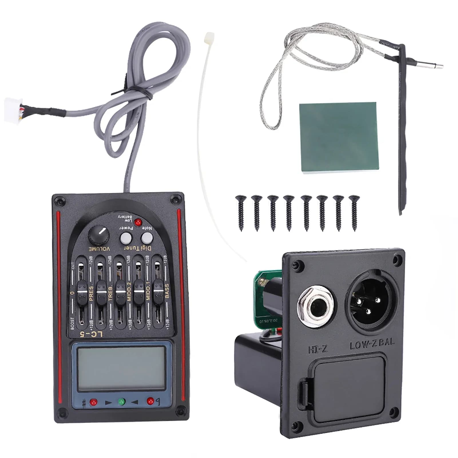 Preamplificatore per chitarra acustica LCD a 5 bande EQ LC-5 Equalizzatore sintonizzatore Pickup piezoelettrico