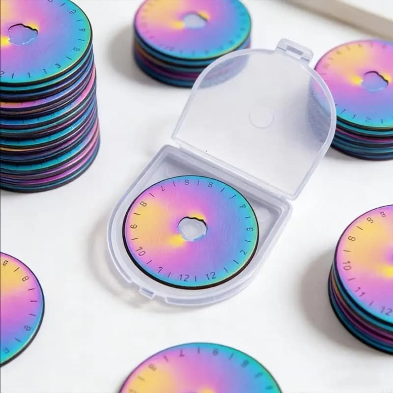 Confezione Da 10 Lame Rotanti Per Pelle Colorate Colorate Diametro 45 Mm Con Da 8 Mm Per Carta Tessuta E Vinili M4YD