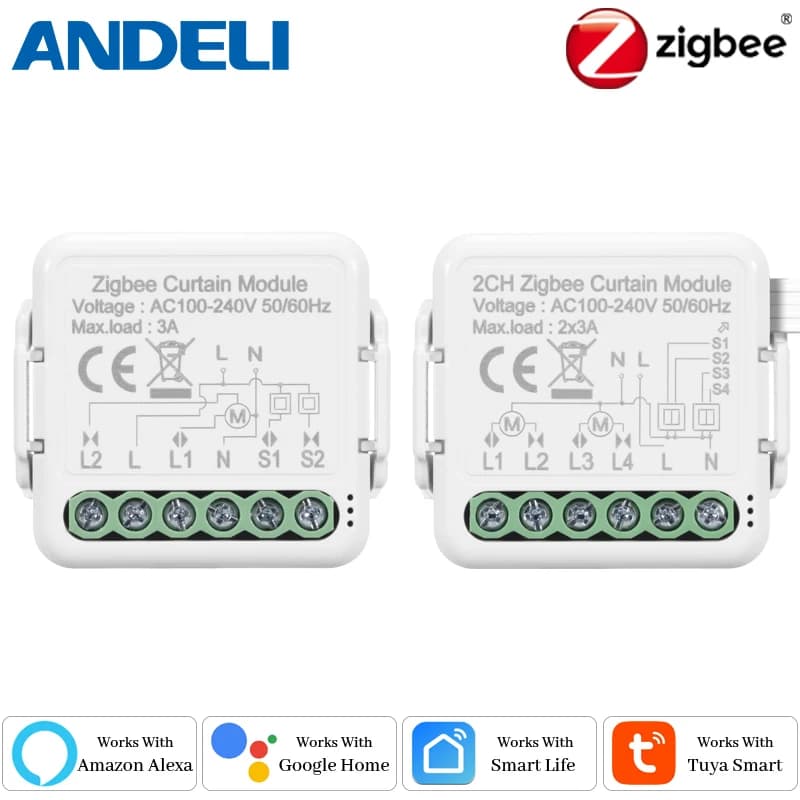 Modulo Interruttore Smart Zigbee per Tende e Tapparelle Tuya/Smartlife, Controllo Remoto Fai-da-Te Compatibile con Google Home e Alexa