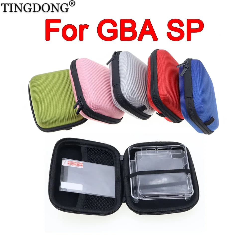 Custodia da viaggio per console di gioco GBA SP + custodia protettiva trasparente e pellicola protettiva per lo schermo