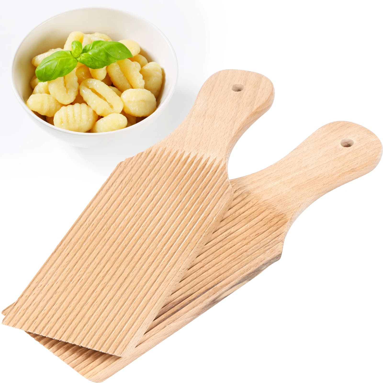 2 pieces of wood Gnocchi board butter payie 9.1x2.8 inches Spaghetti maccheroni Pasta practical board Gnocchi Maker Homemade pasta